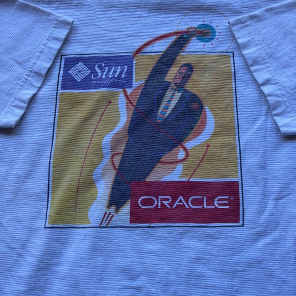 Vintage Sun Microsystems x Oracle Tech Promo Tee White Oneita Mens XL